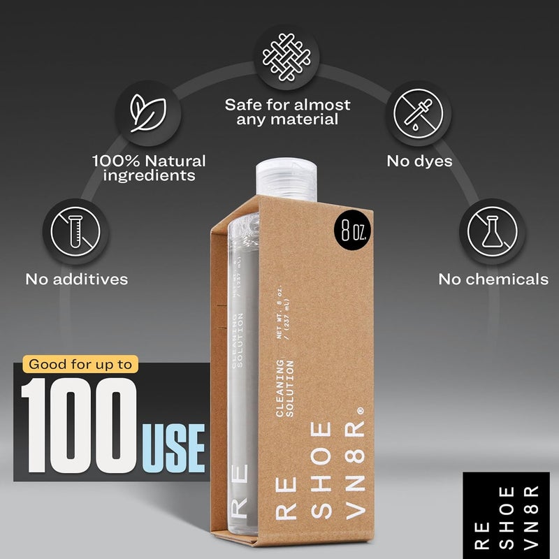 RESHOEVN8R Shoe Cleaning Solution, 8 oz - Sneaker Cleaner & Shoe Care for Canvas, Leather, Mesh, Suede, White, & Nubuck Shoes - Shoe Cleaner Sneakers Kit Solution in Easy-to-Use Bottle - 60-100 Uses - Image 4